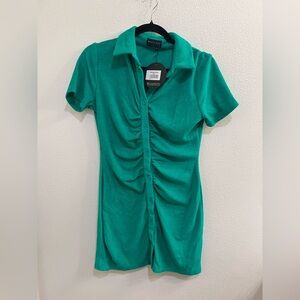 NWT White Fox Island Escape Terry Mini Dress in Green